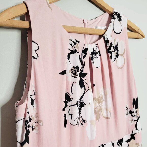 London Times Women's Pleated Neck Sleeveless Midi Dress Blush/Taupe/Ivory 6 - Picture 3 of 9